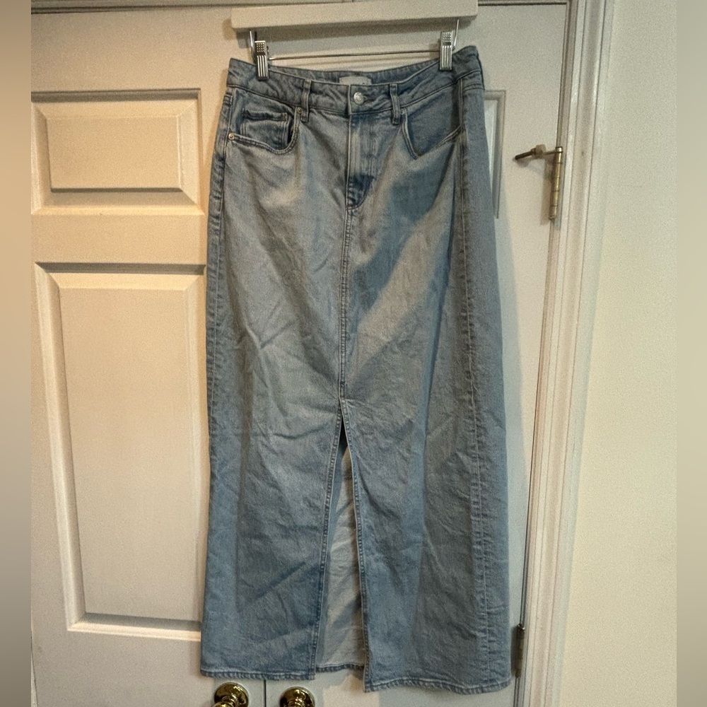 LOFT Light Blue Denim Maxi Skirt